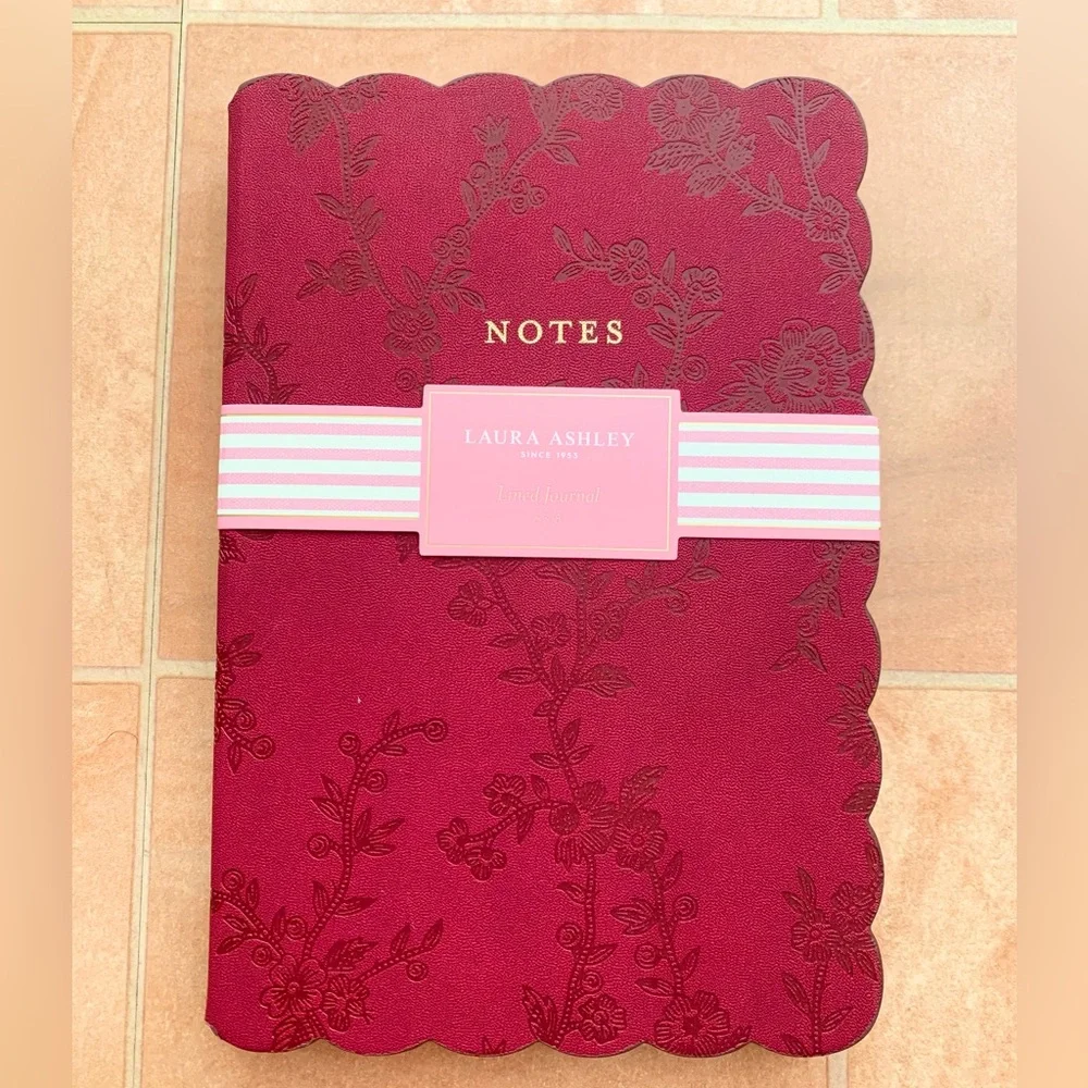 NWT Laura Ashley Burgundy Red Floral 6x8 Hardcover Lined Paper Notes Journal
